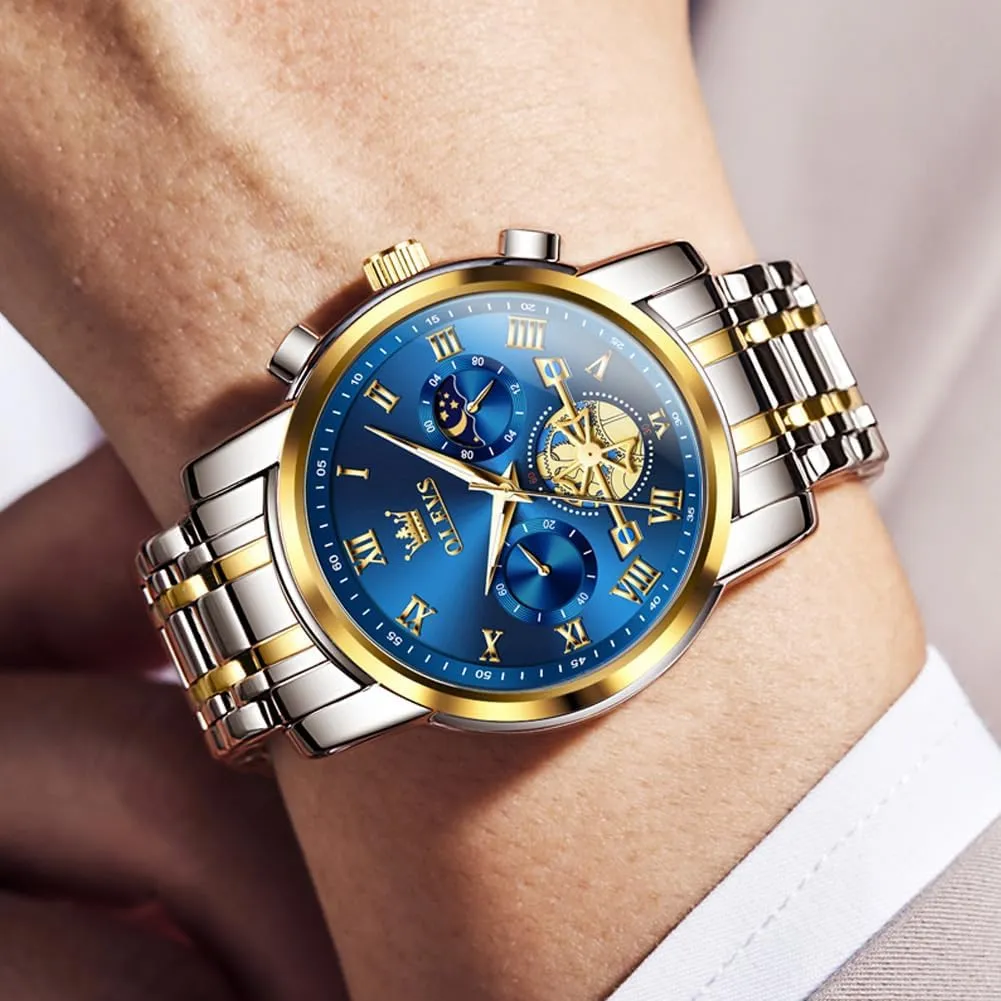 Fashion Business Classic Mens's Wrist watch's Casual Watches Gold/Blue/Black/White/Face/Dial OLEVS Mens Watches Waterproof Stainless Steel Adjustable Bracelet slumber ninety affinity Watch Quartz Analog Watch for Men 