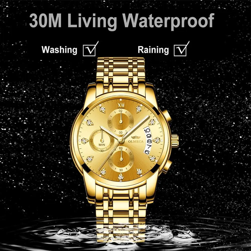 Fashion Casual Dress Chronograph Waterproof Military Quartz Wristwatches for Men Stainless Steel Band Gold Black DREAMING Q&P repetition marrow contradictory vow Men's Watches Luxury 
