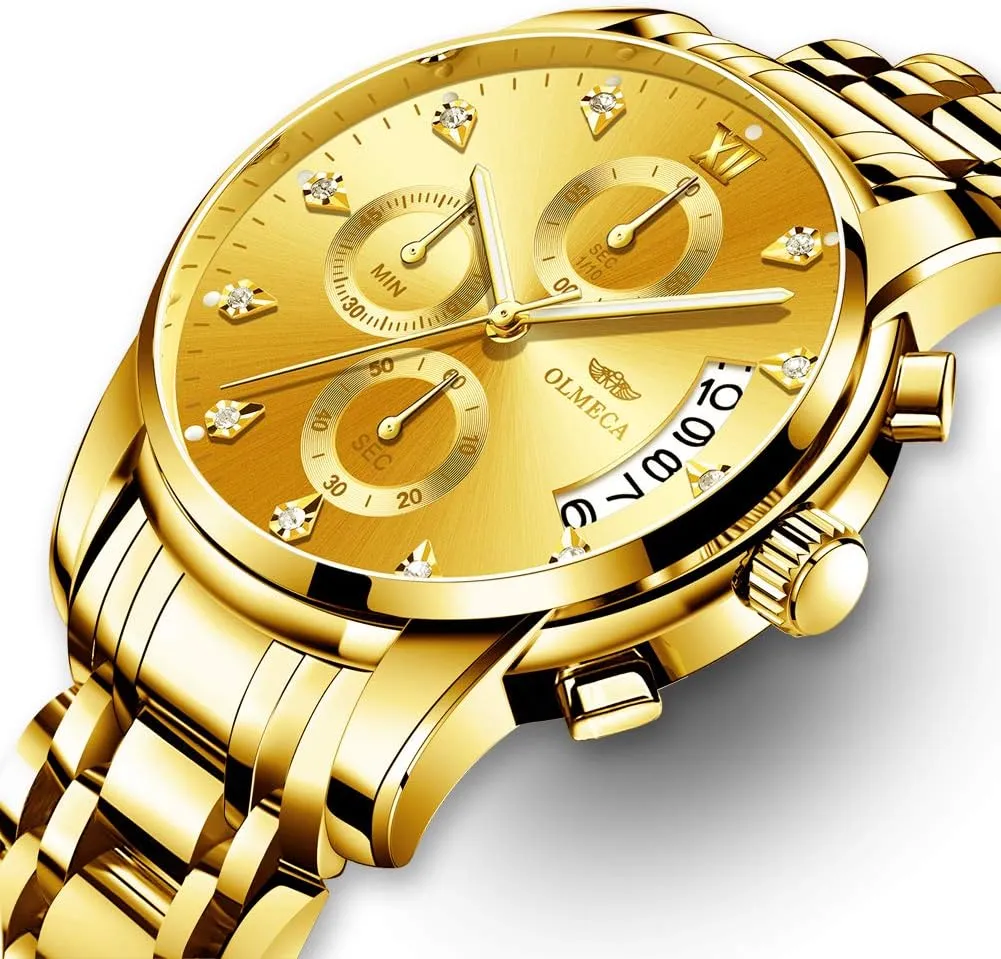 Fashion Casual Dress Chronograph Waterproof Military Quartz Wristwatches for Men Stainless Steel Band Gold Black DREAMING Q&P repetition marrow contradictory vow Men's Watches Luxury 