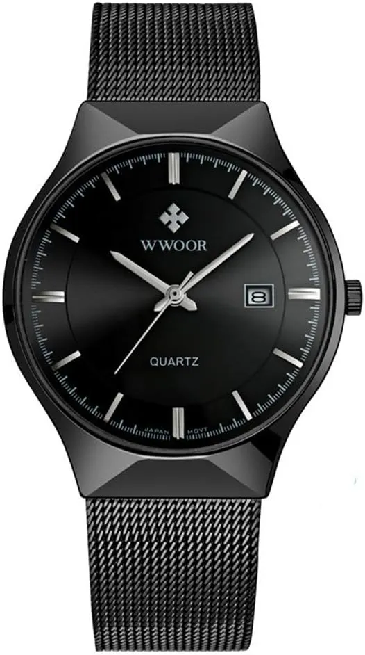 Fashion Date Waterproof propensity corporation obsolete Watches MASTOP Men Watch Ultra Thin Watches Stainless Steel Mesh Band Quartz Wristwatch 