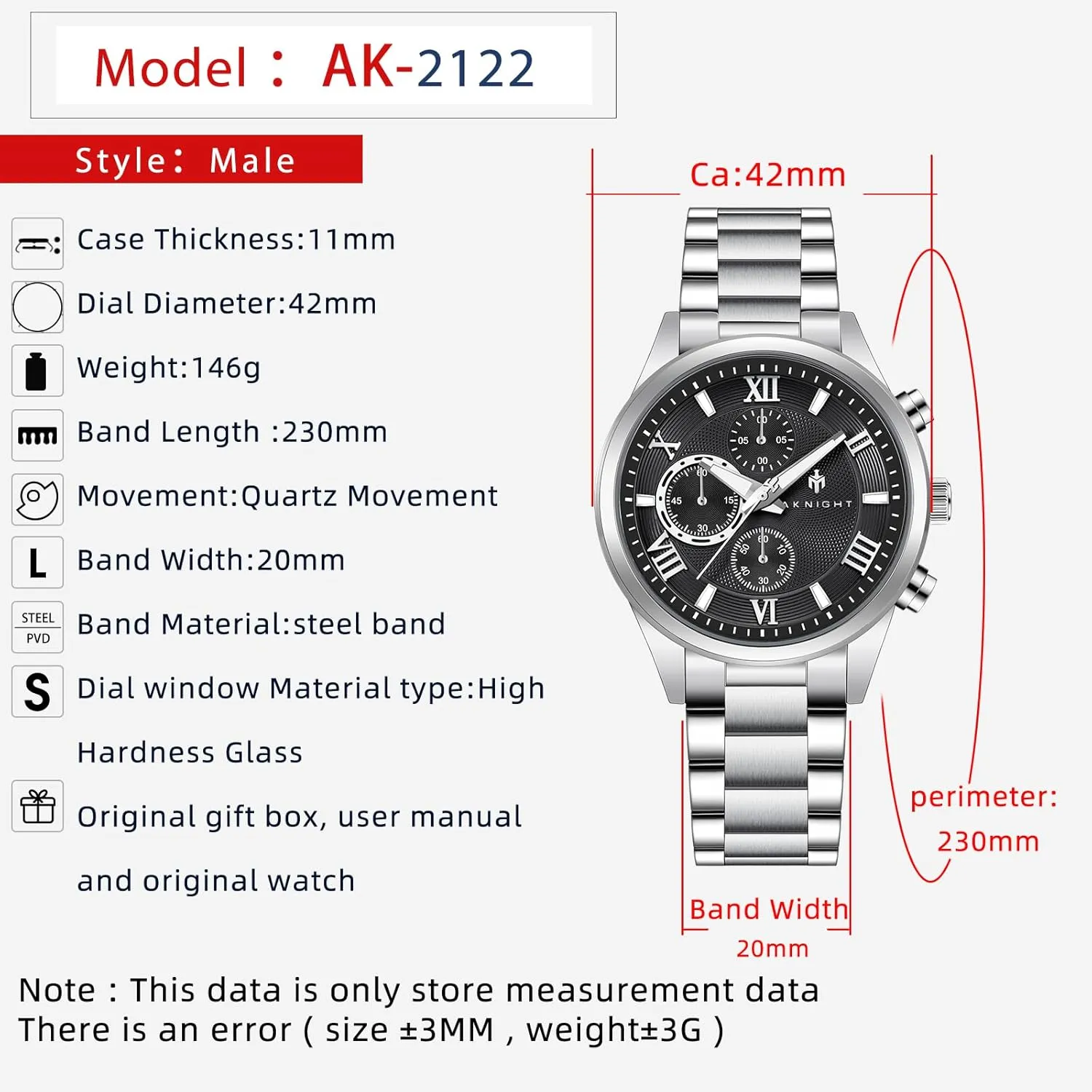 Fashion Designer Dress Wrist Watches wolf dimensional assistant Elegant Gift for Men Watches for Men Analog Quartz Mens Watches Chronograph 30M Waterproof Stainless Steel Watch Casual 