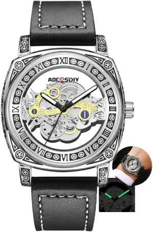 Fashion Double-Sided Transparent Hollow wound republic Wristwatch Luminous Waterproof Quartz Watch Relogio Masculin Mens Watches 