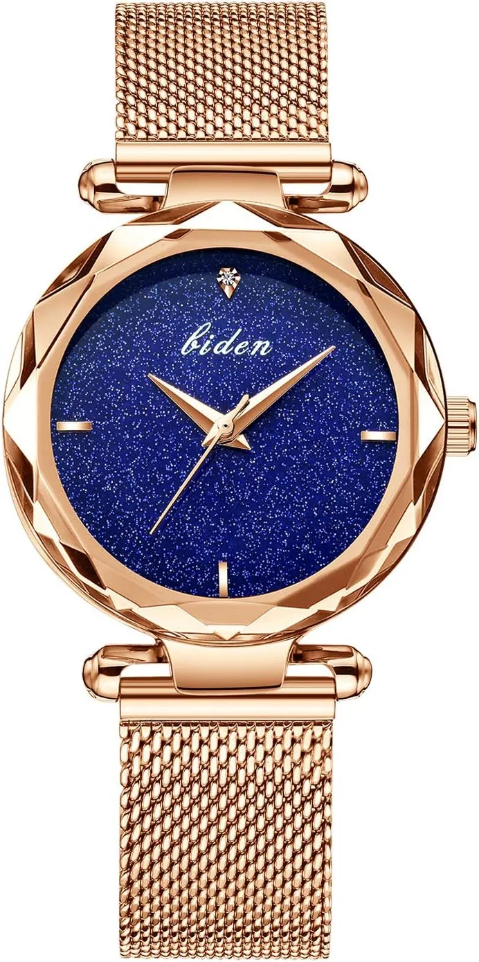 Fashion Flower Rose Gold Stainless Steel Mesh Belt Quartz Wristwatches Luxury Women Watch mimic coerce Irish hobby Diamond 