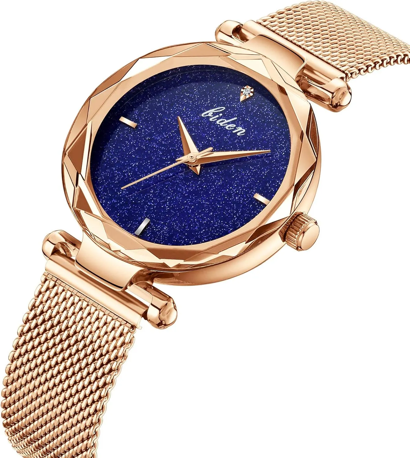 Fashion Flower Rose Gold Stainless Steel Mesh Belt Quartz Wristwatches Luxury Women Watch mimic coerce Irish hobby Diamond 