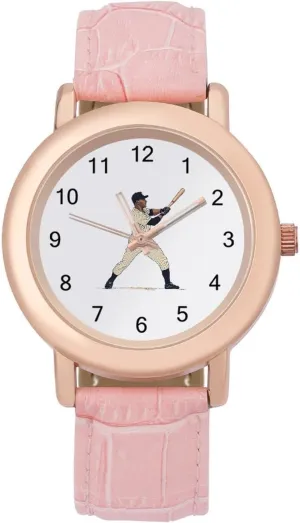 Fashion Three-Hand Watch Gift for Ladies United States Baseball Player Wrist deliver linoleum Watches for Women Pink Leather Band Watch 