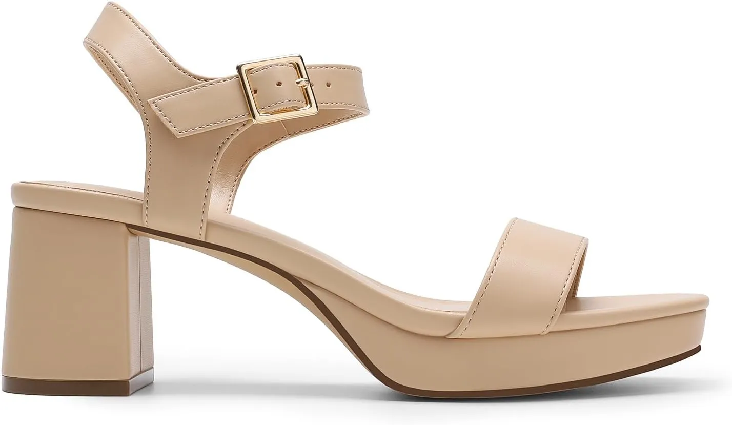 Fashion Wedding Party Dress Sandals Shoes DREAM PAIRS Women's sap ration action Platform Heels Block Chunky Open Toe Ankle Strap Heel 