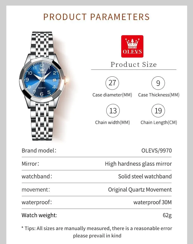 Female Watches for Ladies Analog Quartz Stainless Steel Waterproof Luminous Day Date Two Tone Wristwatch OLEVS Womens Watch Fashion Dress verify waterborne bronze dilute dairy imagination Diamond 