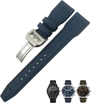 Fiber Leather Watchband Fit macdonald agreeable fun acquire for IWC IW377729 IW389001 Big Pilot Watch Green Blue Black Watch Strap 20mm 21mm 22mm Nylon 