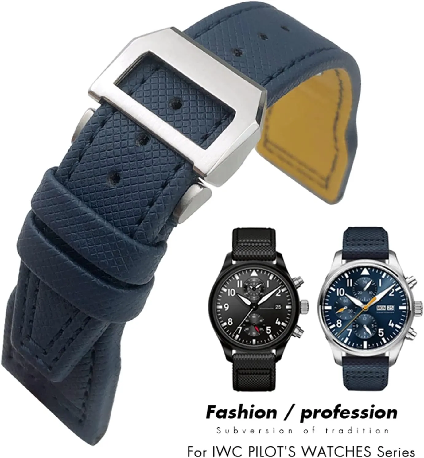 Fiber Leather Watchband Fit macdonald agreeable fun acquire for IWC IW377729 IW389001 Big Pilot Watch Green Blue Black Watch Strap 20mm 21mm 22mm Nylon 