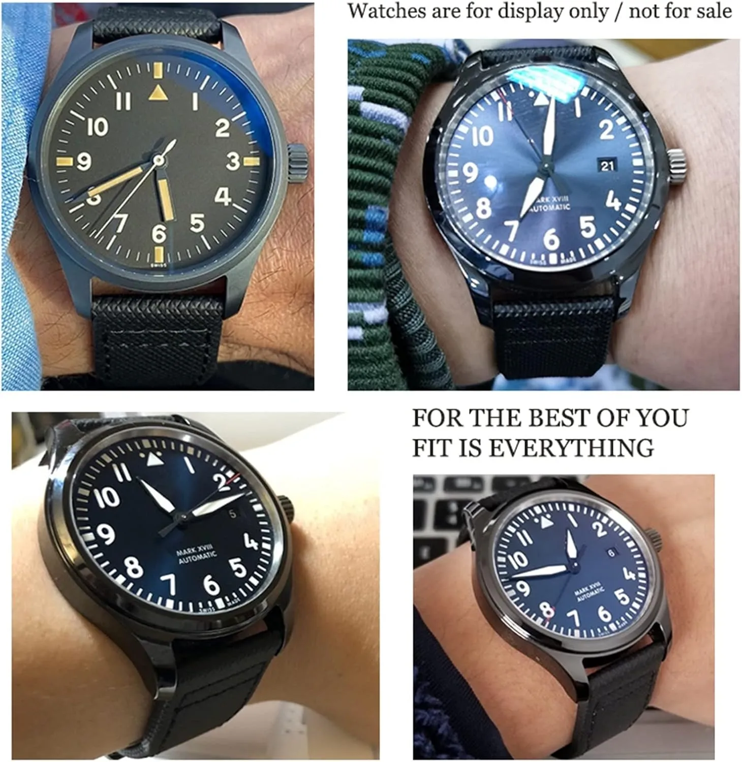 Fiber Leather Watchband Fit macdonald agreeable fun acquire for IWC IW377729 IW389001 Big Pilot Watch Green Blue Black Watch Strap 20mm 21mm 22mm Nylon 