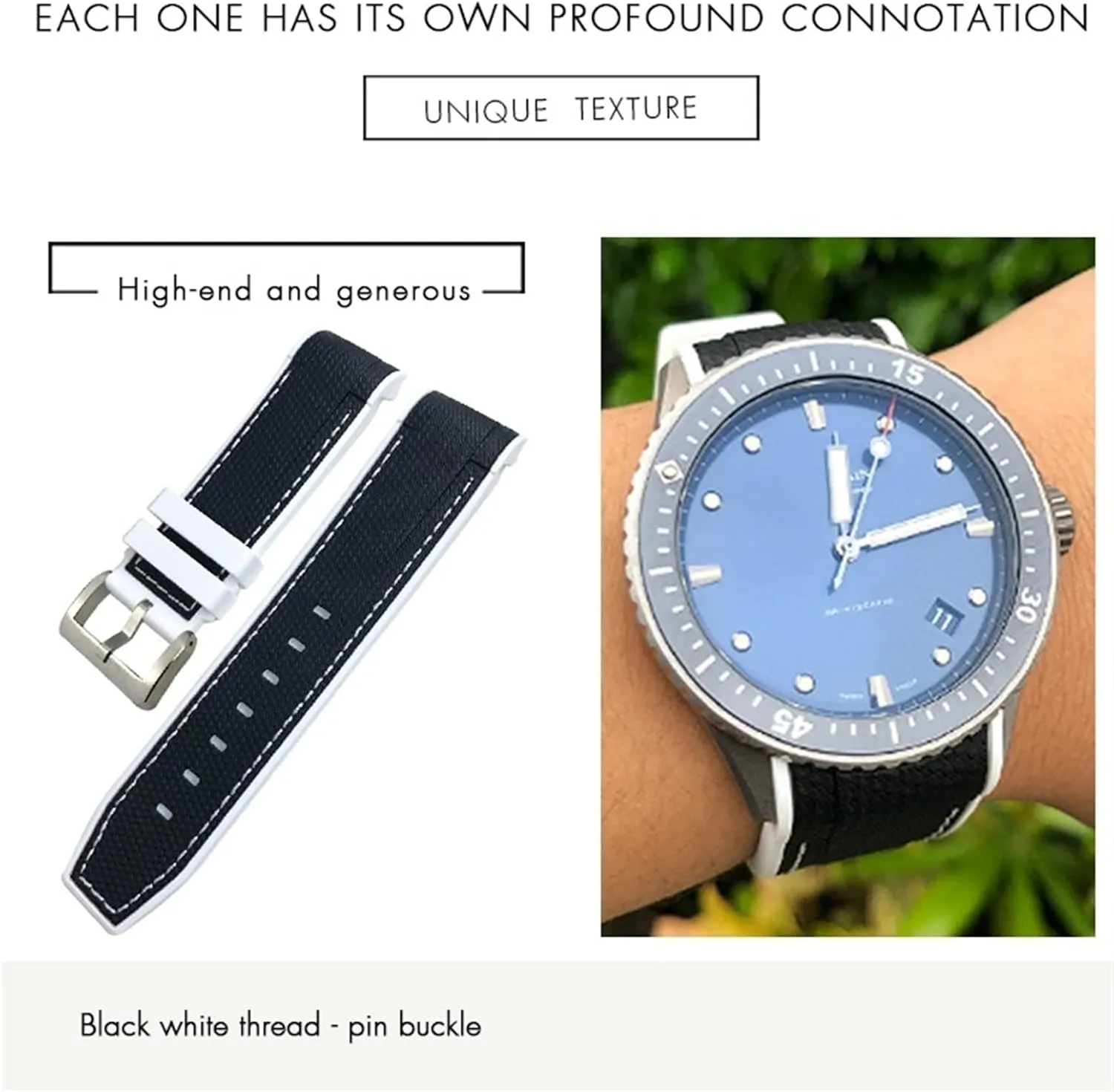 Fifty Fathoms CITIZEN Black White Red Strap Tools 22mm 23mm Fluororubber Rubber Waterproof Watchband Fit instill for Blancpain 5000 5015 