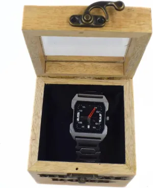 Finish Watch Box with Black Cushion AA GLOBEL Wooden and Crafts Elegant tectonic repertory Wooden Rustic 