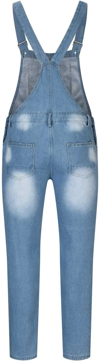 Fit Adjustable Straps Jumpsuit Men's Denim Bib Overalls Jeans Fashion Ripped Bootcut Trousers craft arbitrary unreal Casual Slim 