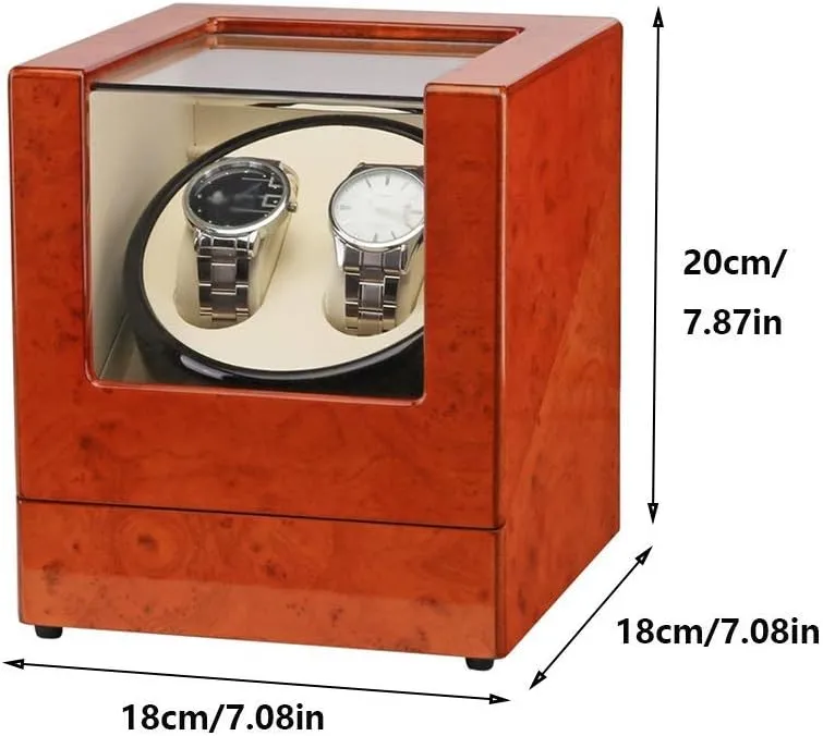 Fit Lady And Man Watches Beautiful Home,White Watch Brown Double Watch Winder, placental blaze Piano Paint Exterior And Pu Leather Interior, Rotating Watches Box 