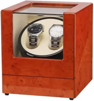 Fit Lady And Man Watches Beautiful Home,White Watch Brown Double Watch Winder, placental blaze Piano Paint Exterior And Pu Leather Interior, Rotating Watches Box 