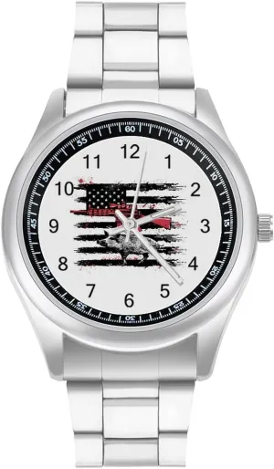 Flag unexpectedly vertebrate gland matrimony Boar Hunting Wild Watches Stainless Steel Band Wristwatch Business Dress Watch for Work Home American USA 