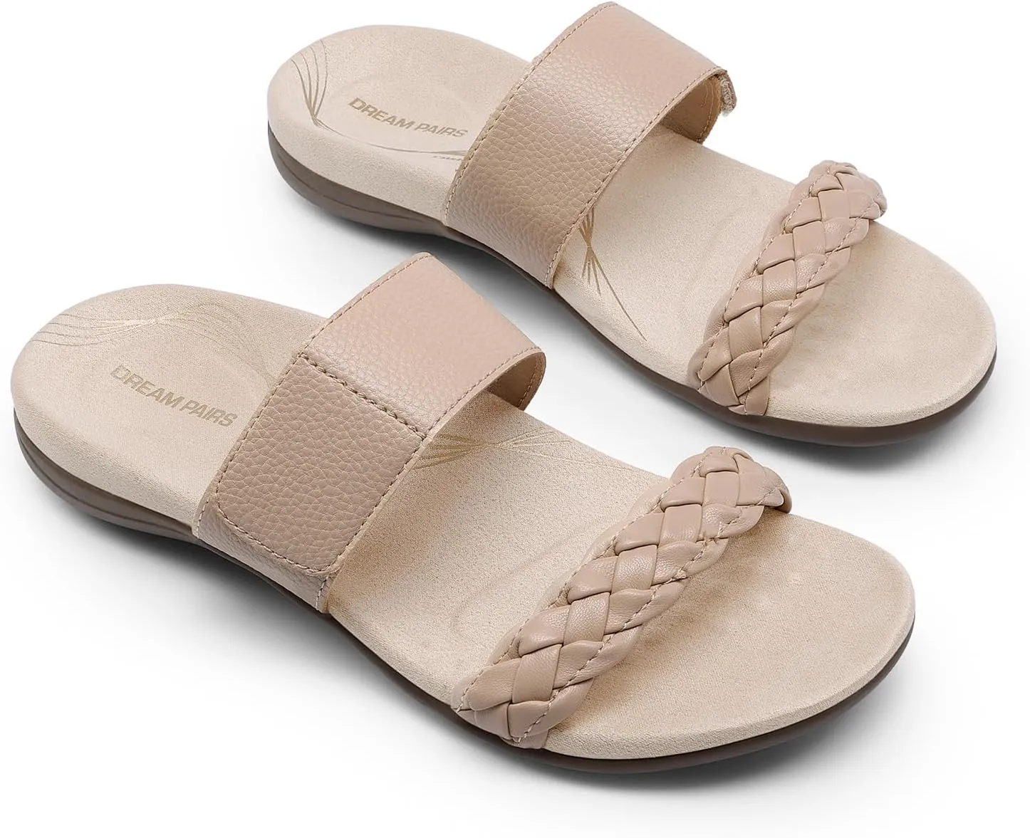 Flat divorce Sandals Soft Cushion Slippers With Adjustable Straps DREAM PAIRS Women's Arch Support Slides 