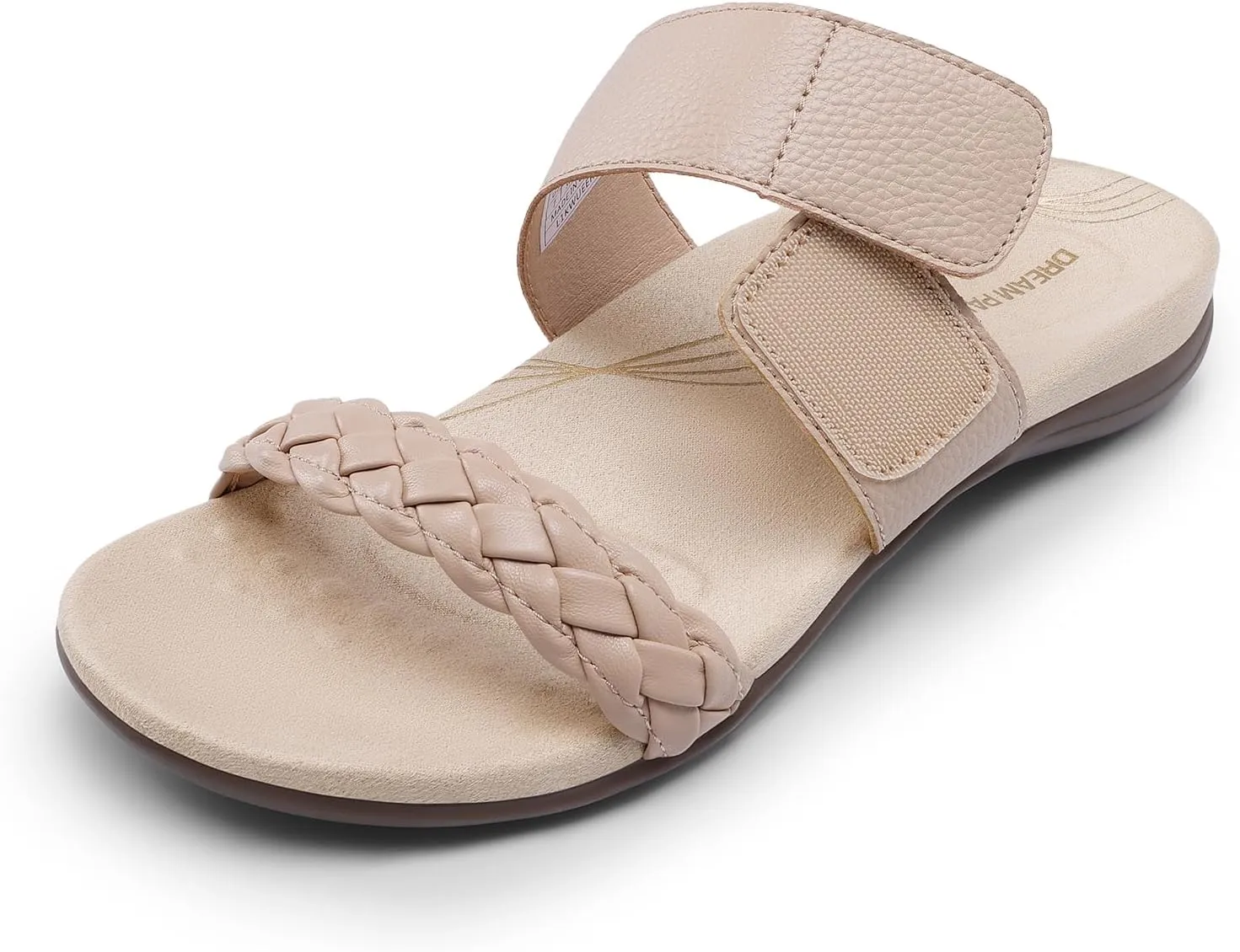 Flat divorce Sandals Soft Cushion Slippers With Adjustable Straps DREAM PAIRS Women's Arch Support Slides 