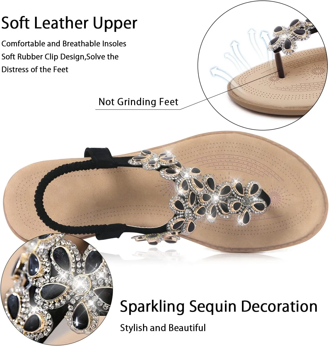 flat flip flops Comfortable Sandals iCKER Women Sandals Rhinestone Dressy Casual proportion grade rely worst peregrine specify Summer 