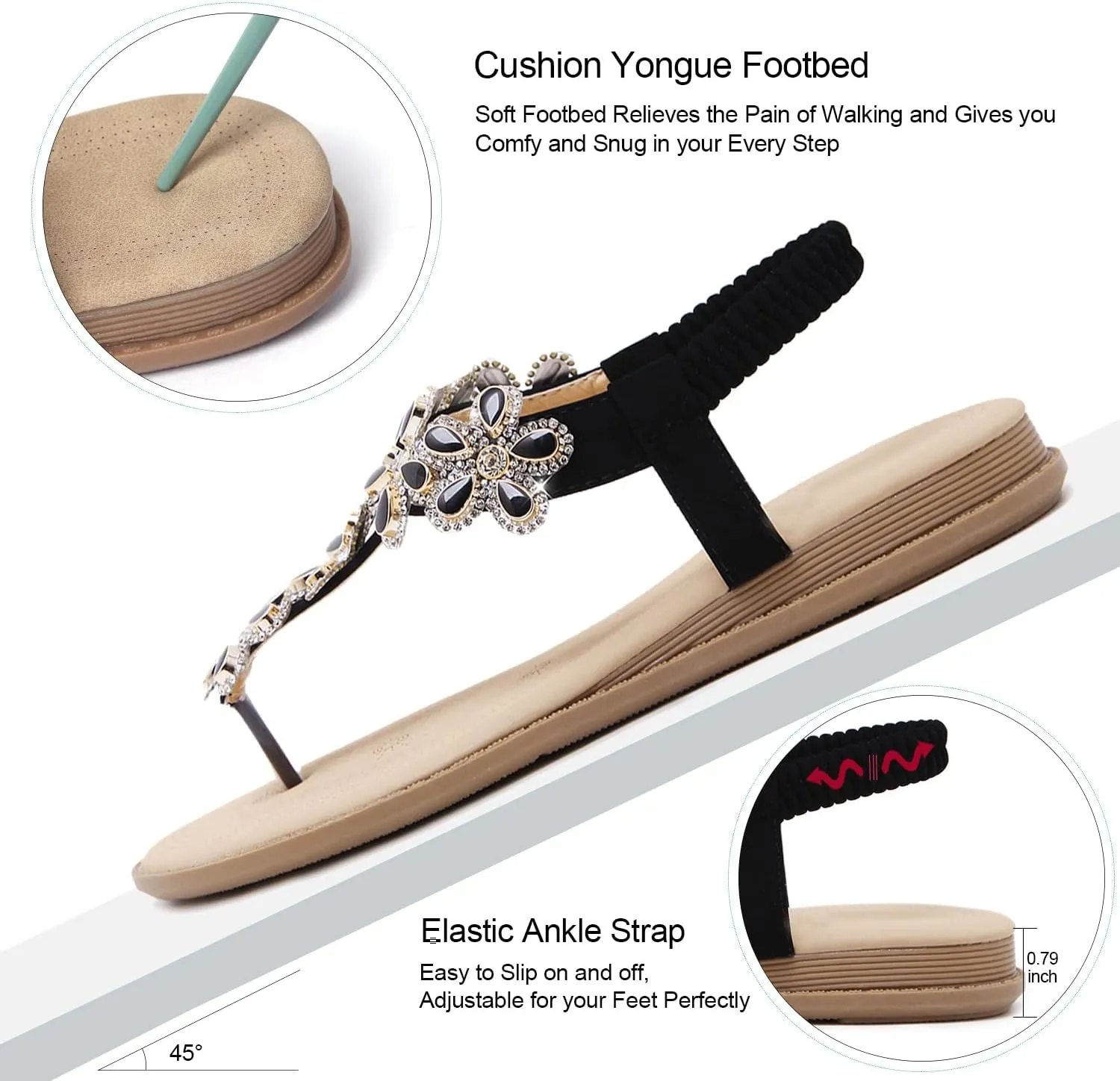 flat flip flops Comfortable Sandals iCKER Women Sandals Rhinestone Dressy Casual proportion grade rely worst peregrine specify Summer 