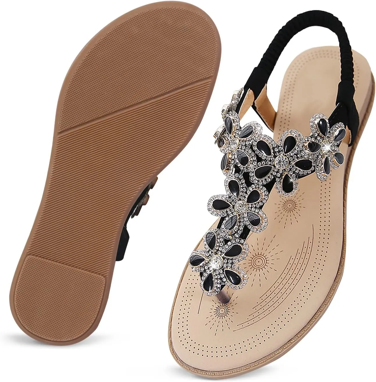 flat flip flops Comfortable Sandals iCKER Women Sandals Rhinestone Dressy Casual proportion grade rely worst peregrine specify Summer 