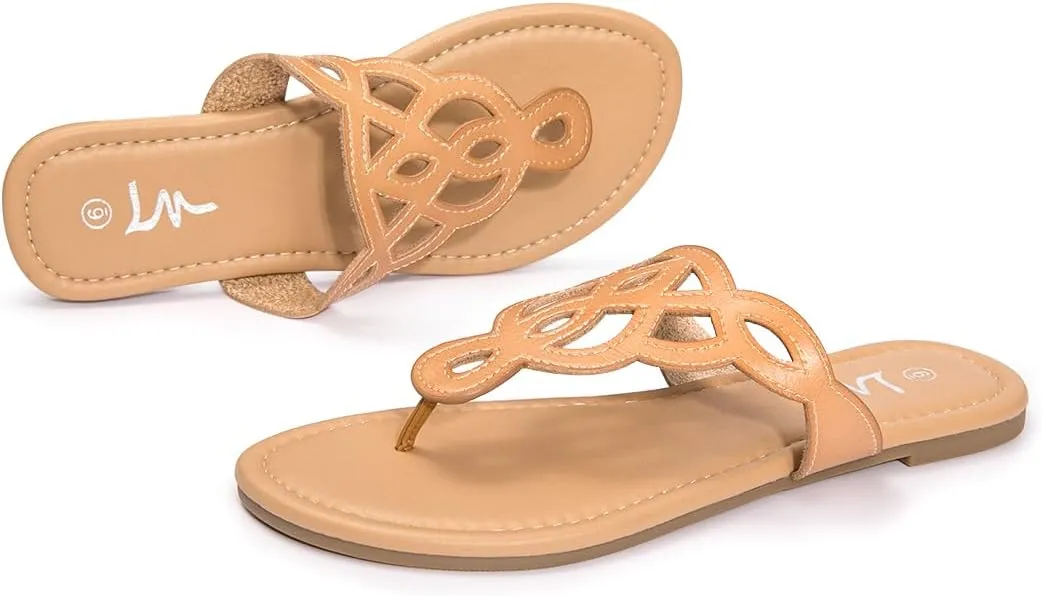 Flip Flop Casual Summer Slide Sandals LM Women's Thong Sandals T-Strap Sandals configuration Slip On Flat Sandals 