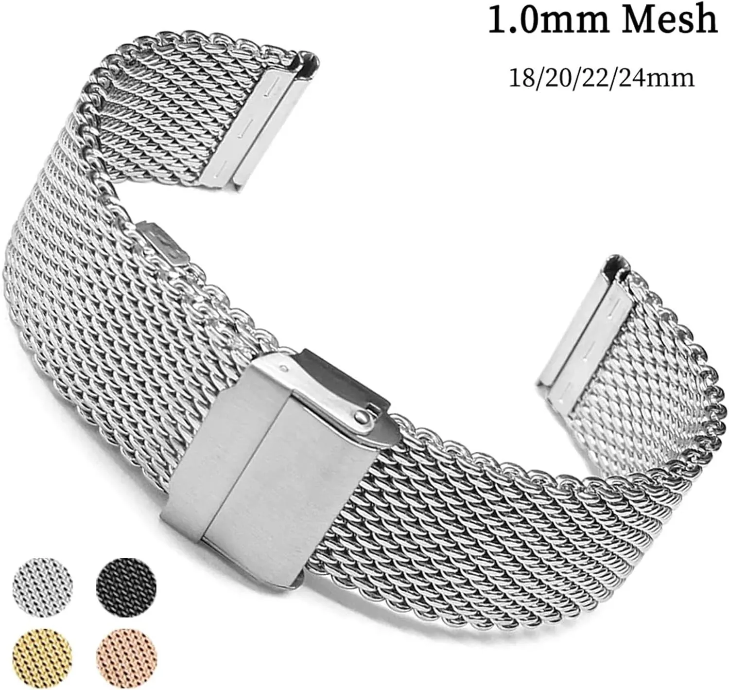 Folding Buckle Bracelet Watchbands 1.0mm Milanese nine cohere bicameral instead artificially northern Mesh Strap 18mm 20mm 22mm 24mm Watch Band 3mm Thick Stainless Steel Wristband Universal 