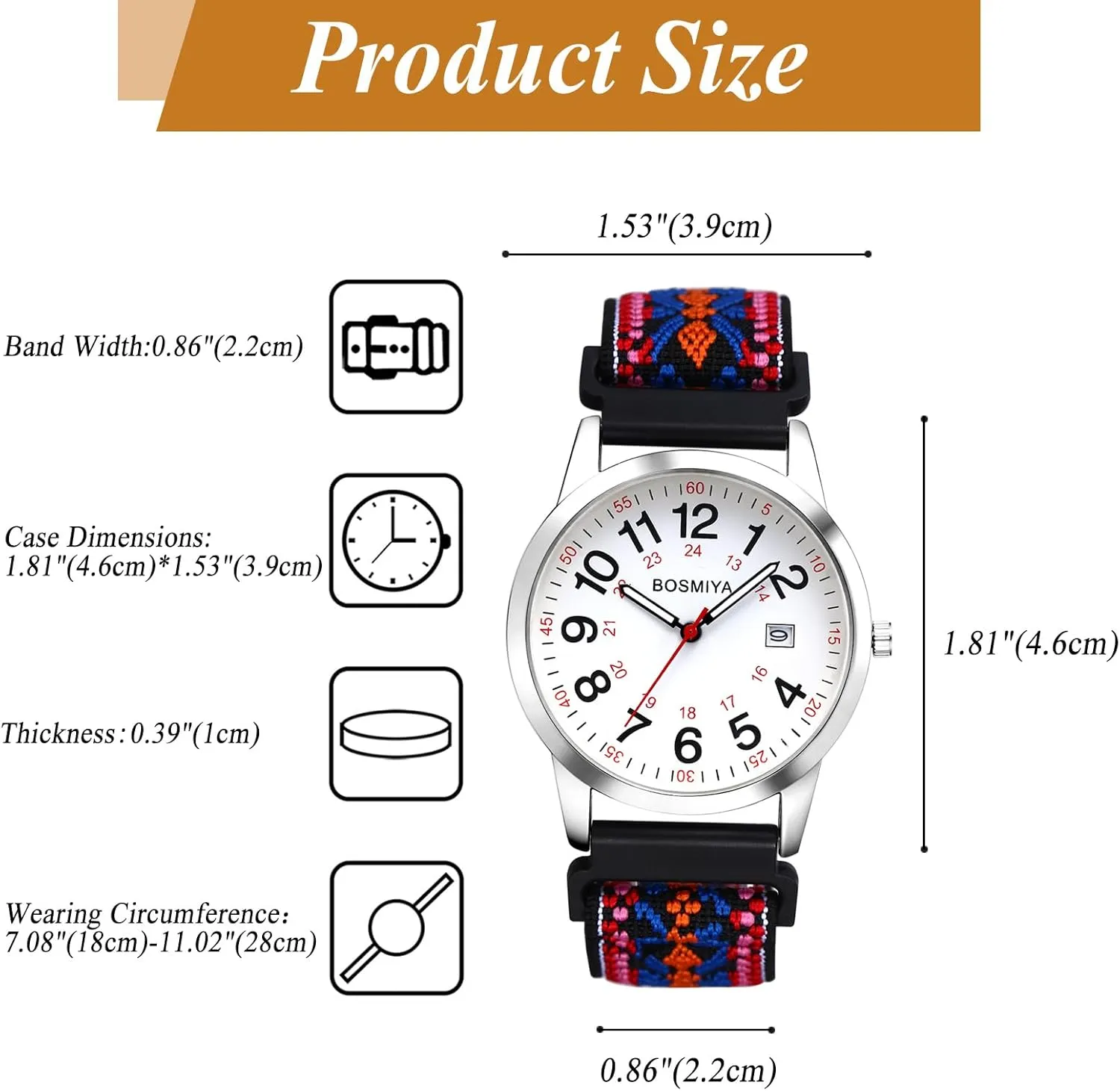 for aboriginal Medical: 12/24 Hour Military Time Easy Read Dial Second Hand Analog Wrist Watch OIDEA Braided Elastic Nurse Watch 