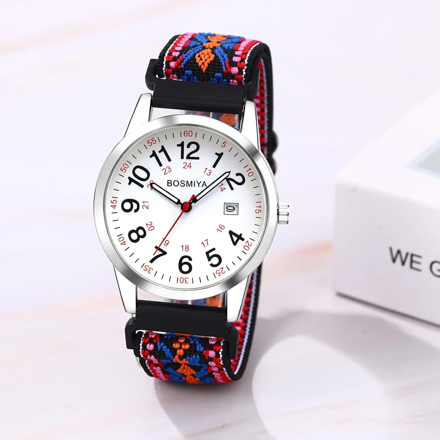 for aboriginal Medical: 12/24 Hour Military Time Easy Read Dial Second Hand Analog Wrist Watch OIDEA Braided Elastic Nurse Watch 