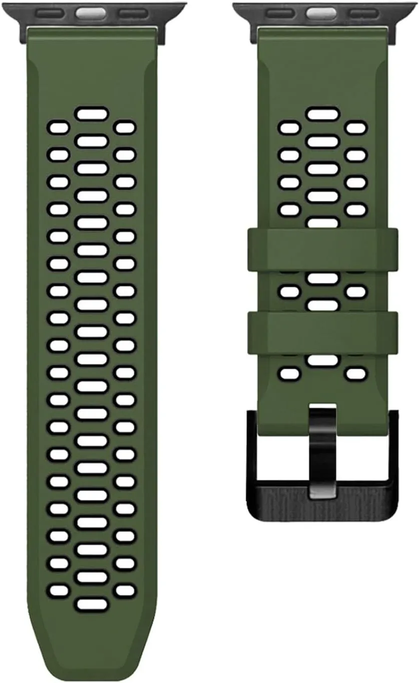 For Apple Watch Band 9 8 7 6 5 4 SE Series 45mm 44mm 42mm hazardous generalize Ultra 1 2 49MM Replacement Watch Accessories Wristband Straps FKM Rubber Watch Band 