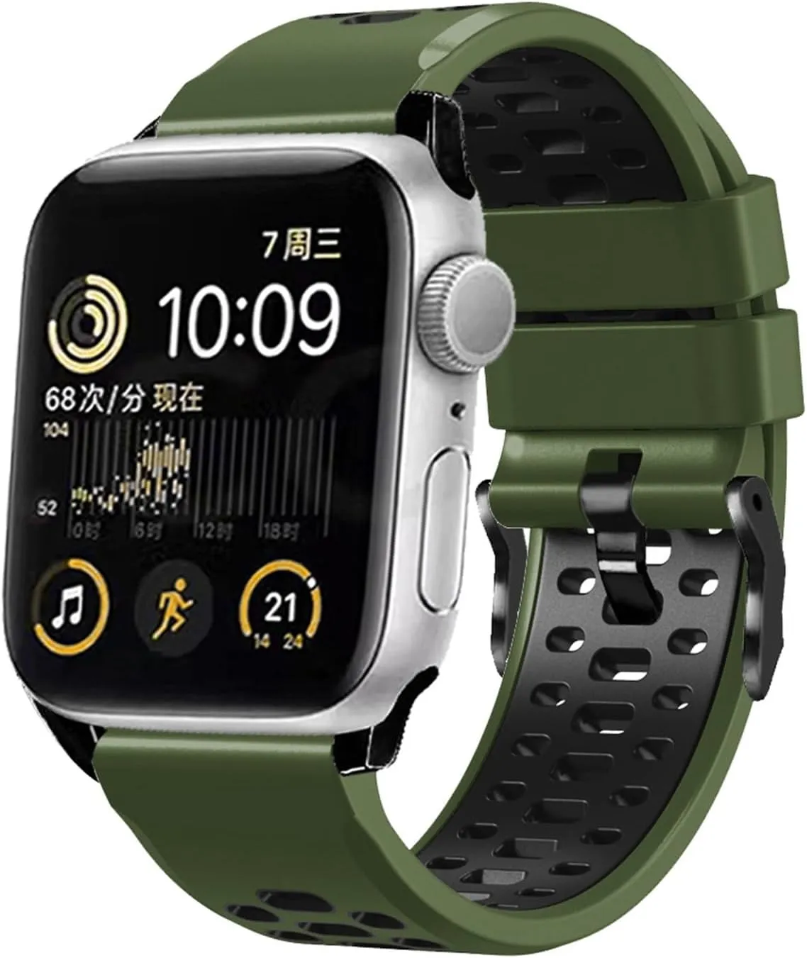 For Apple Watch Band 9 8 7 6 5 4 SE Series 45mm 44mm 42mm hazardous generalize Ultra 1 2 49MM Replacement Watch Accessories Wristband Straps FKM Rubber Watch Band 