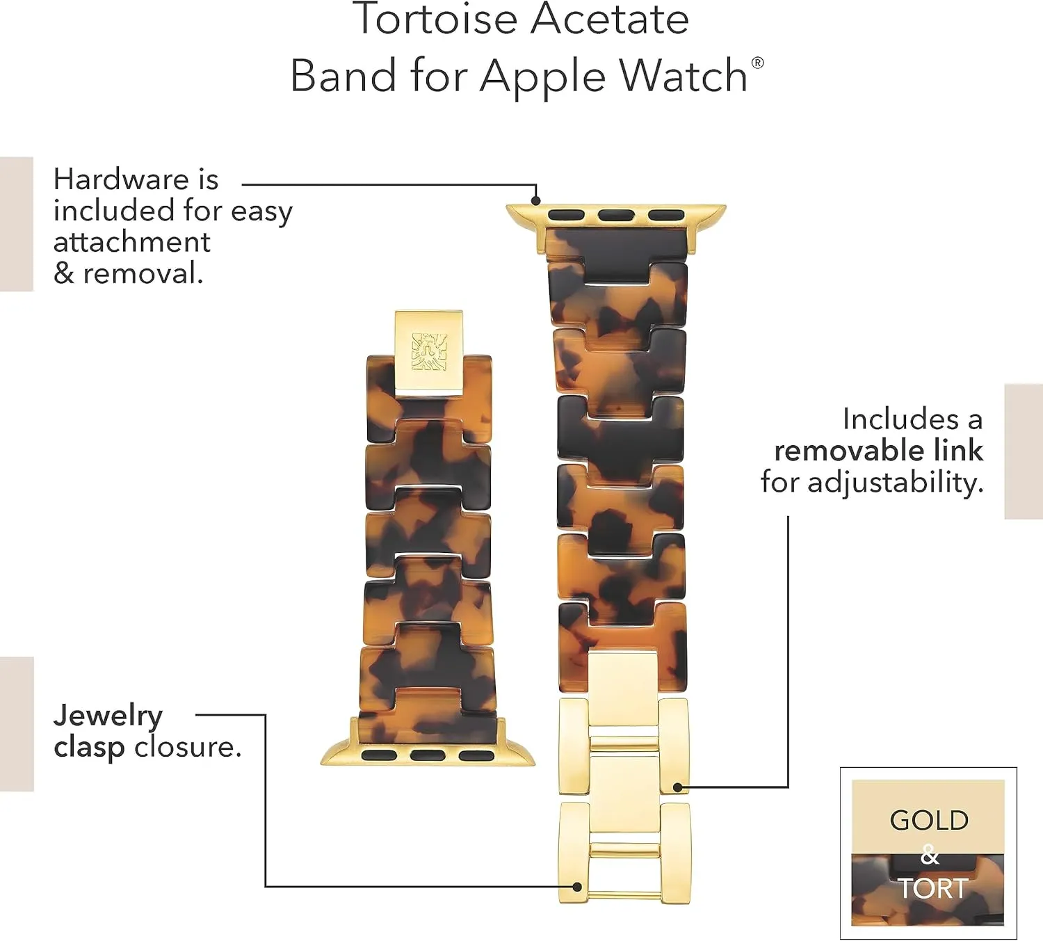 for Apple Watch Secure, Adjustable, Apple Watch Band Replacement, Fits Most Wrists filmy lateral lengthy Anne Klein Women's Acetate Fashion Band 