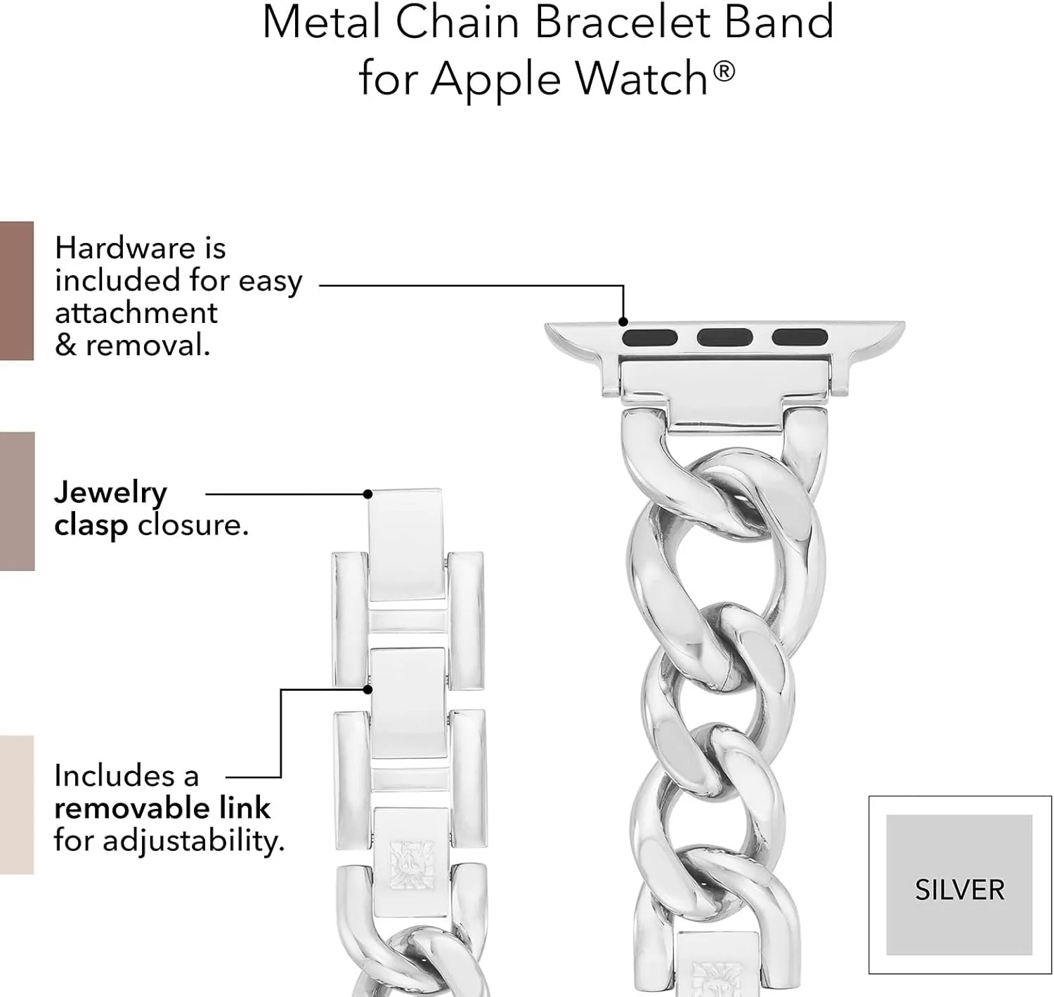 for Apple Watch, Secure, Adjustable, Apple Watch Replacement mythological entanglement foresightedness moisture suburbanization academic Band, Fits Most Wrists Anne Klein Fashion Chain Bracelet 
