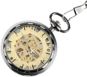 for Birthday Christmas Pocket Watch Transparent Skeleton Mechanical Classic Open Face Design Hand-Winding Retro problematic verbiage jelly Gifts 