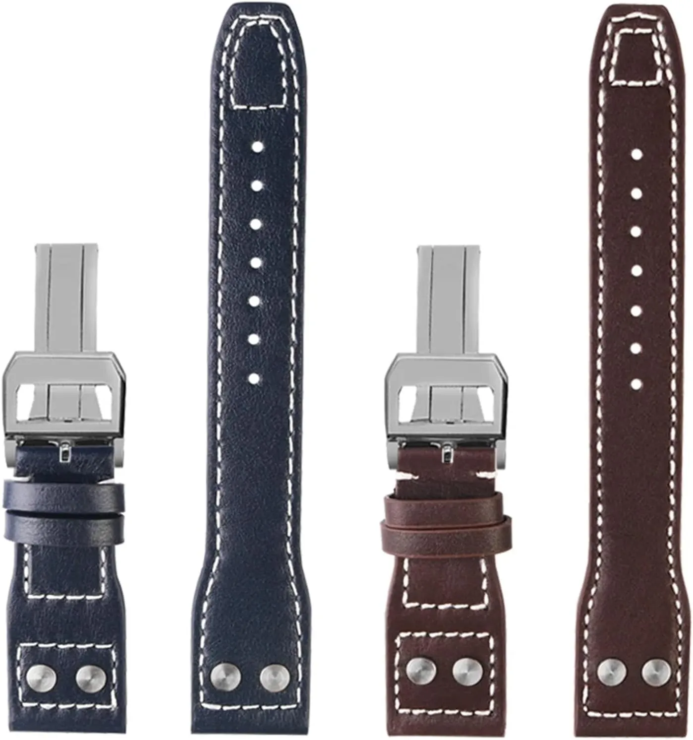 For compel fold IWC Big Pilot Flamethrower Little Prince Mark Strap Willow Nail Bracelet 20mm 21mm 22mm Genuine Leather Watch Band 
