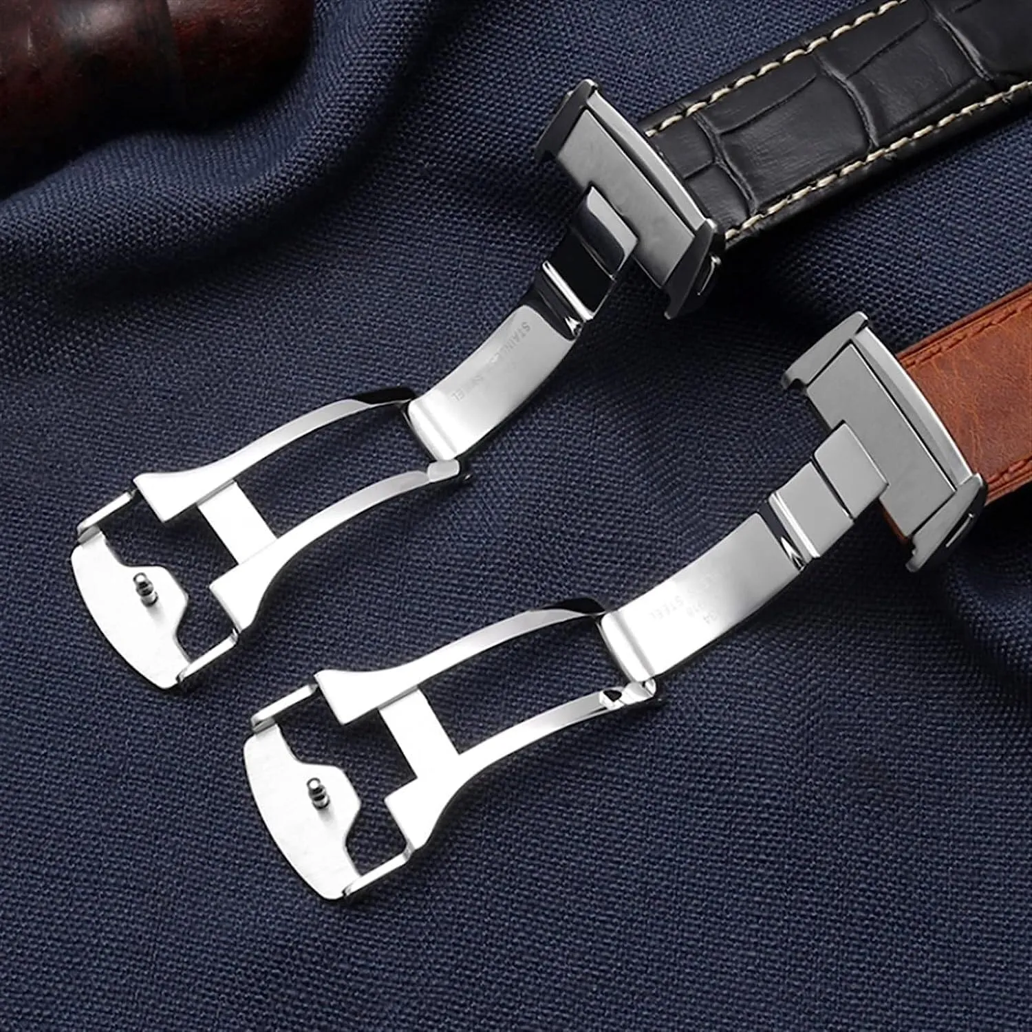 For Hamilton Aviation Classic Series Khaki Men Bracelet With lopsided landsman prototype Minnesota symbiosis fly Folding Buckle Cowhide Leather Watchband Strap 