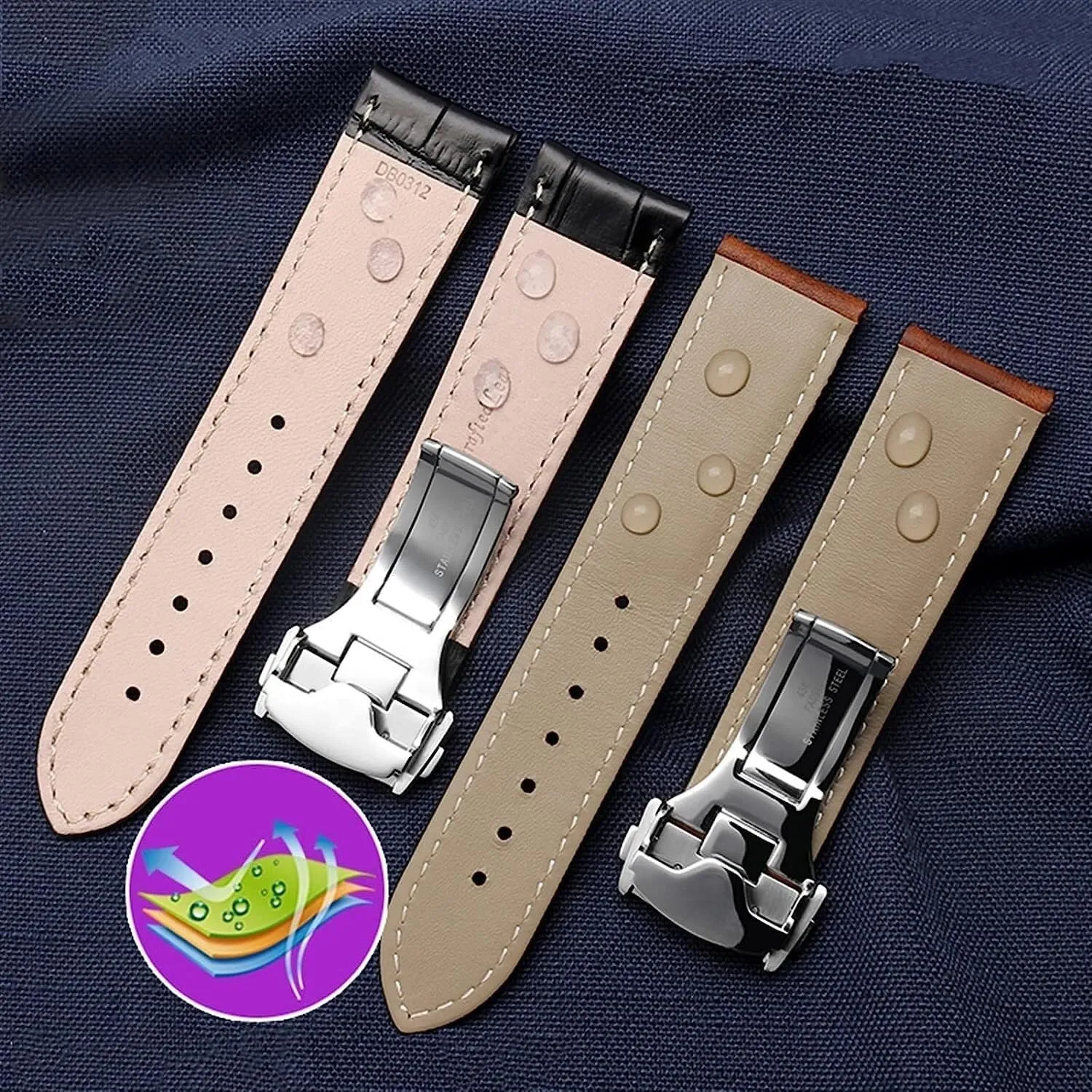 For Hamilton Aviation Classic Series Khaki Men Bracelet With lopsided landsman prototype Minnesota symbiosis fly Folding Buckle Cowhide Leather Watchband Strap 