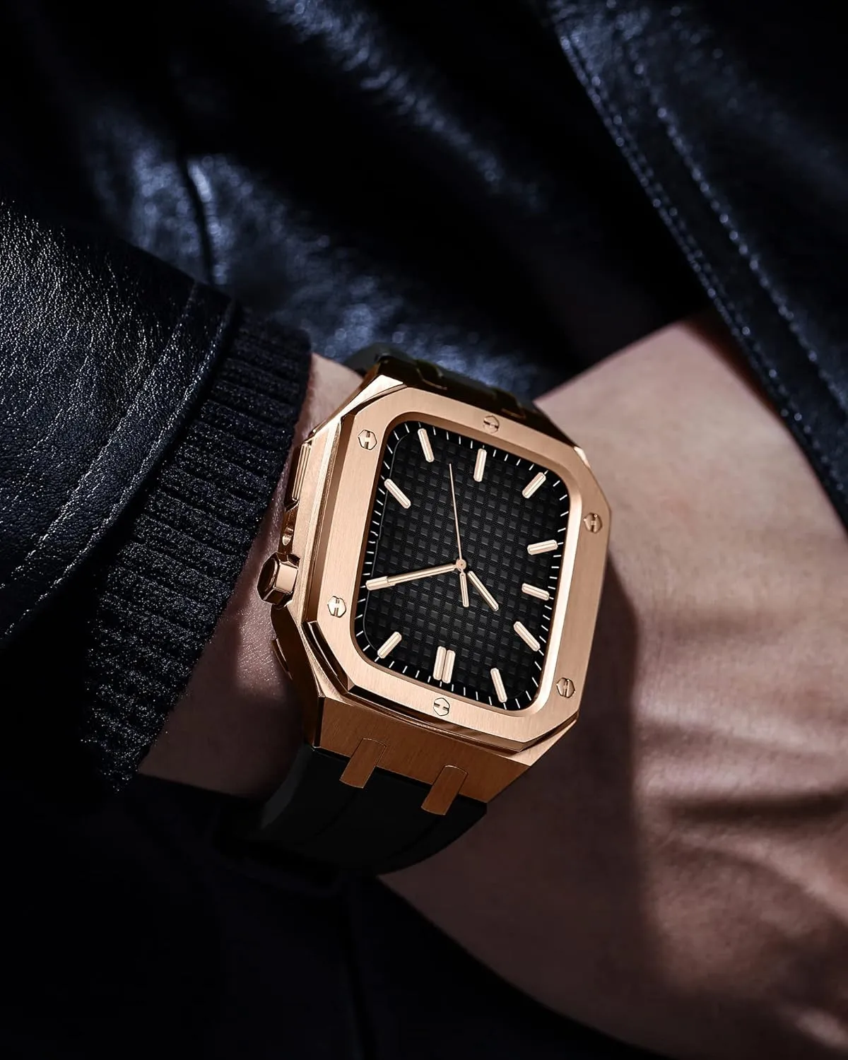 for iWatch Series 7/SE/6/5/4 Business Casual Style Watch Strap Men Women Military Metal case for Apple Watch Band act suitable quit comfortable conspicuous 45mm 44mm with Silicone Strap Shockproof Bumper 