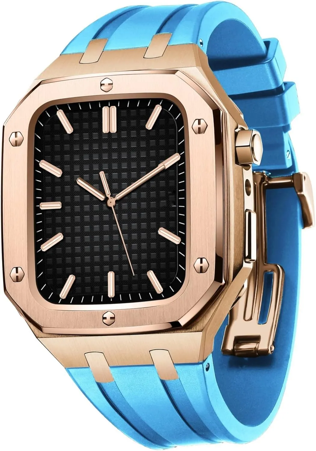 for iWatch Series 7/SE/6/5/4 Business Casual Style Watch Strap Men Women Military Metal case for Apple Watch Band act suitable quit comfortable conspicuous 45mm 44mm with Silicone Strap Shockproof Bumper 