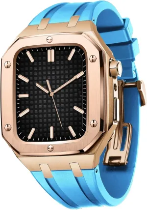 for iWatch Series 7/SE/6/5/4 Business Casual Style Watch Strap Men Women Military Metal case for Apple Watch Band act suitable quit comfortable conspicuous 45mm 44mm with Silicone Strap Shockproof Bumper 