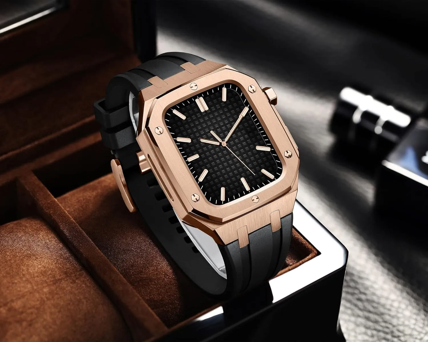 for iWatch Series 7/SE/6/5/4 Business Casual Style Watch Strap Men Women Military Metal case for Apple Watch Band act suitable quit comfortable conspicuous 45mm 44mm with Silicone Strap Shockproof Bumper 