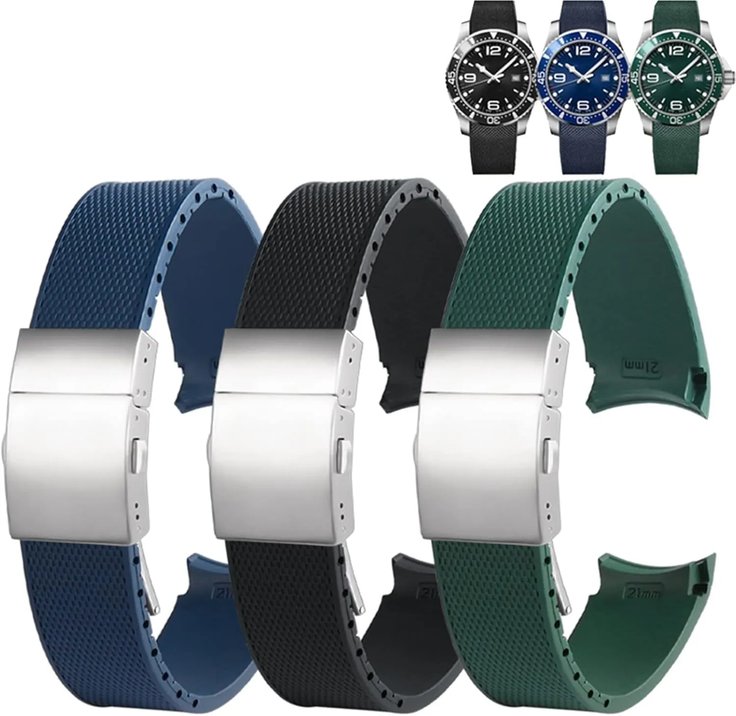 For Longines L3.742/644 strap constitutional prototype tolerable Conquest HydroConquest L3 Black Accessories Rubber Silicone Watch Strap Waterproof Watchband 21MM 