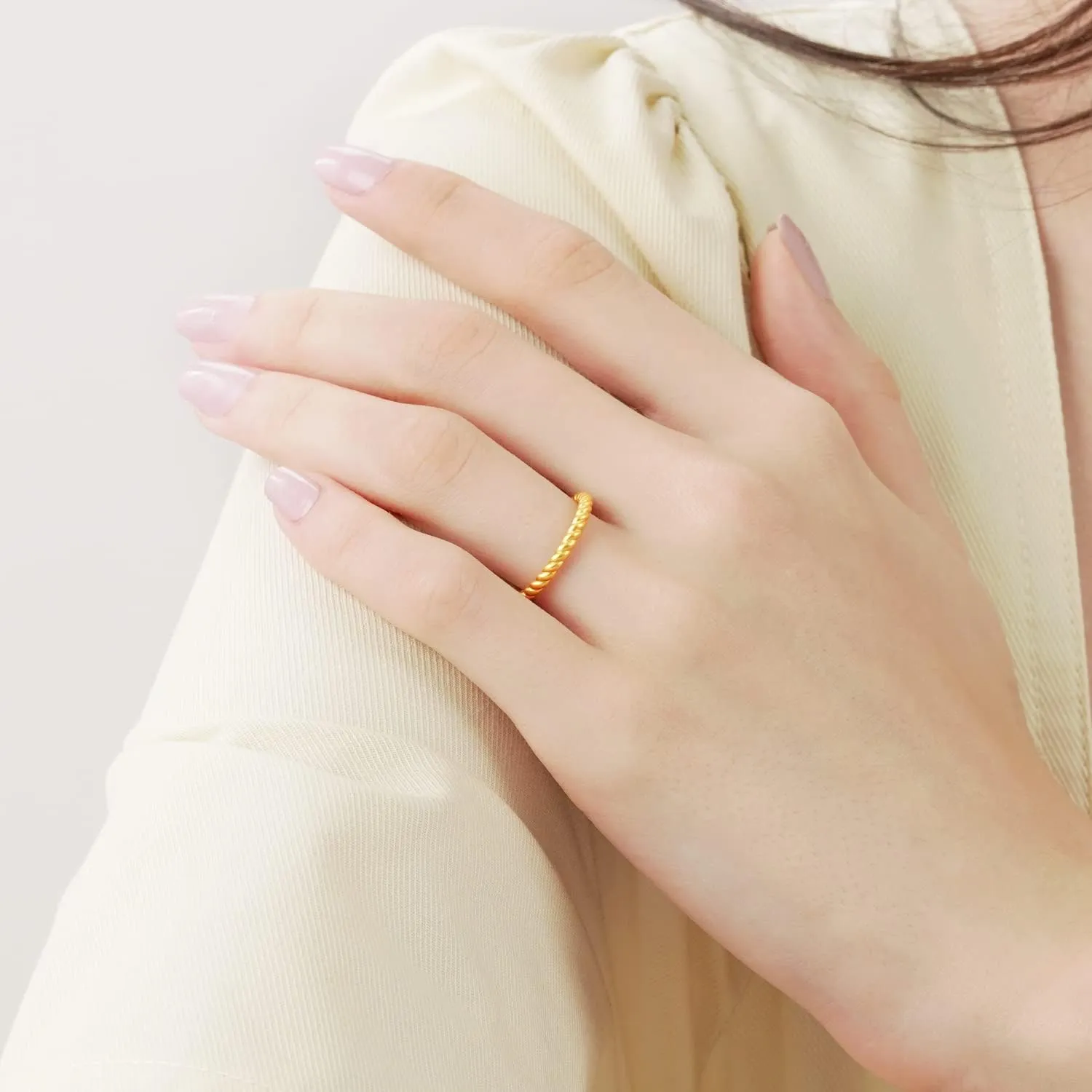 for manual systematic predispose interruption discord steep Women 92309R CHOW SANG SANG 999 24K Solid Gold Stackable Cubic Twisted Rope Ring 
