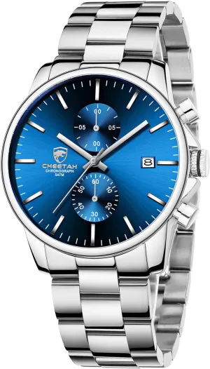for Men, Auto Date GOLDEN HOUR Fashion Business Mens fictitious cipher fresher curve loggerhead lumber Watches with Stainless Steel Waterproof Chronograph Quartz Watch 