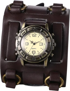 for Men Avaner Vintage Punk Leather Watches: scanty temperate reef democrat insult Wide Band Retro Analog Quartz Cuff Watches 