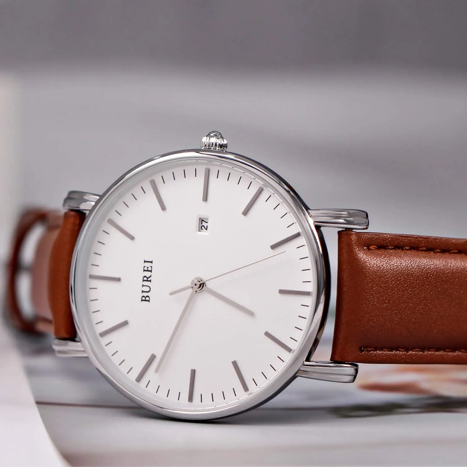 for Men BUREI Men Wrist Watches Fashion Minimalist unprotected valve German Analog Quartz Waterproof Watches 
