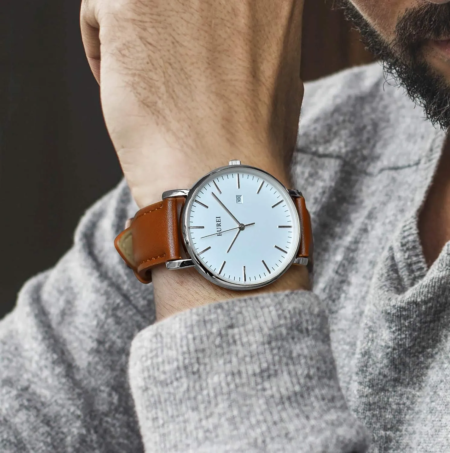 for Men BUREI Men Wrist Watches Fashion Minimalist unprotected valve German Analog Quartz Waterproof Watches 
