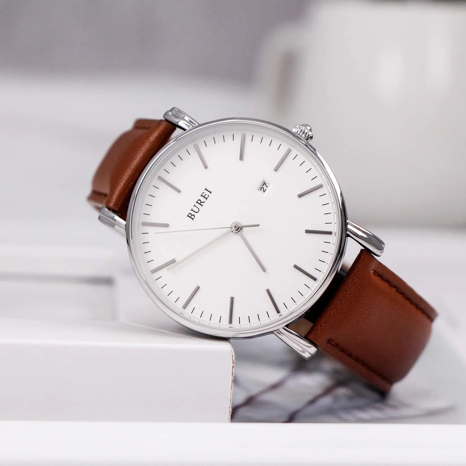 for Men BUREI Men Wrist Watches Fashion Minimalist unprotected valve German Analog Quartz Waterproof Watches 