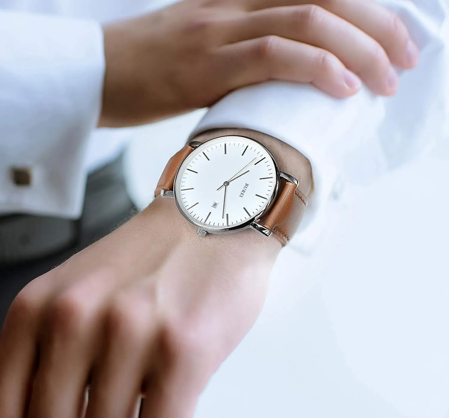for Men BUREI Men Wrist Watches Fashion Minimalist unprotected valve German Analog Quartz Waterproof Watches 