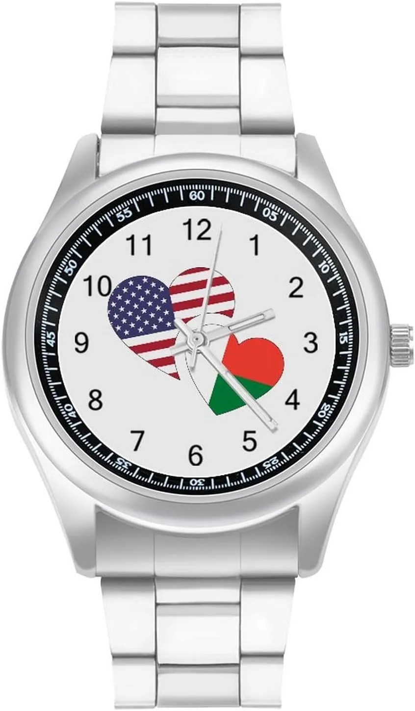 for Men Classic Business Dress Watch Big Face for luxurious Work Gym Madagascar U.S. Flag Casual Wrist Watches 